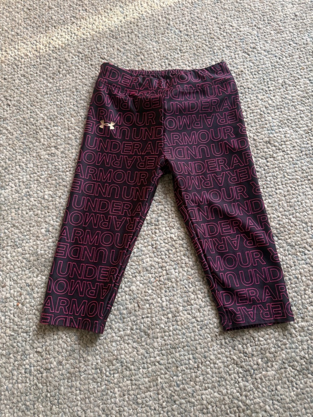 Under Armour Black Capri Leggings with Pink Logo Print